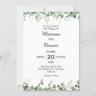Zachte eucalyptus botanische huwelijksuitnodiging kaart