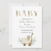 Zachte eucalyptus verlaat Baby shower uitnodiging (Voorkant)