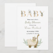 Zachte eucalyptus verlaat Baby shower uitnodiging (Voorkant / Achterkant)