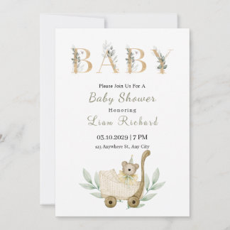Zachte eucalyptus verlaat Baby shower uitnodiging
