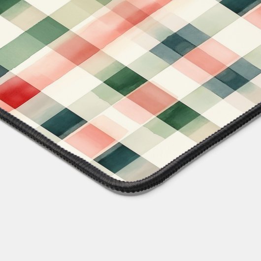 Zachte Evergroene Gingham Monogram Bureaumat (Hoek)