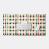 Zachte Evergroene Gingham Monogram Bureaumat (Keyboard & Muis)