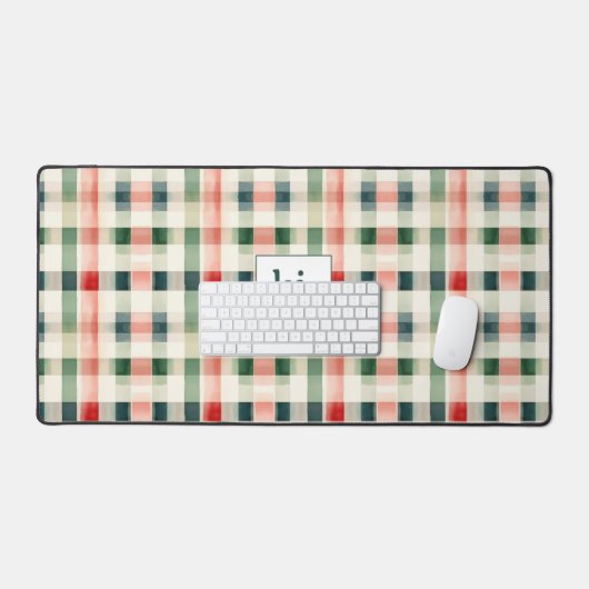 Zachte Evergroene Gingham Monogram Bureaumat (Keyboard & Muis)