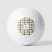Zachte Evergroene Gingham Monogram Golfballen (Voorkant)
