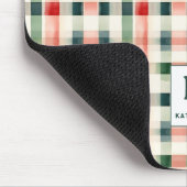 Zachte Evergroene Gingham Monogram Muismat (Hoek)