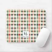 Zachte Evergroene Gingham Monogram Muismat (Met muis)