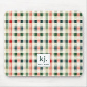 Zachte Evergroene Gingham Monogram Muismat (Voorkant)