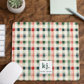 Zachte Evergroene Gingham Monogram Muismat