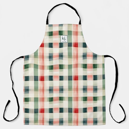 Zachte Evergroene Gingham Monogram Schort (Voorkant)