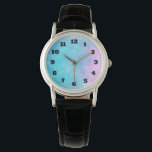 Zachte fijne Waterverven in roze Paars en blauw Horloge<br><div class="desc">Een delicaat mengsel van waterverven in roze, lavender paars en blauw aqua. De kleuren mengen en mengen samen, waardoor een kalmerende atmosfeer ontstaat.</div>