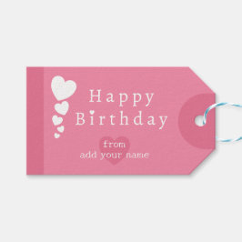 Zachte Flamingo Roze Verjaardagsharten Cadeau Labe Cadeaulabel