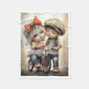 Zachte fleece deken met afbeelding van fietsen mak