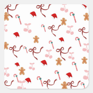 Zachte Flirterige Lint Kerststicker Vierkante Sticker