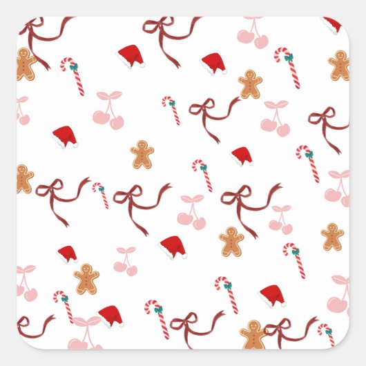 Zachte Flirterige Lint Kerststicker Vierkante Sticker (Voorkant)