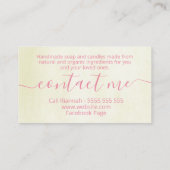 Zachte Floral beige handgemaakte zeep en kaarsen Visitekaartje (Achterkant)