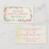 Zachte Floral beige handgemaakte zeep en kaarsen Visitekaartje (Voorkant / Achterkant)
