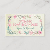 Zachte Floral beige handgemaakte zeep en kaarsen Visitekaartje (Voorkant)