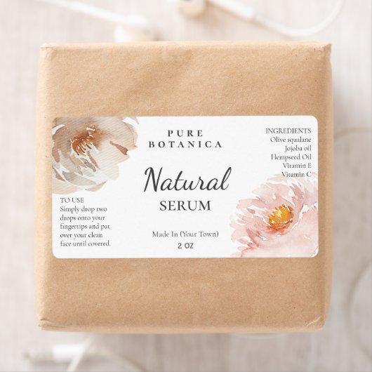 Zachte Floral Pink Face Serum Labels (Insitu)