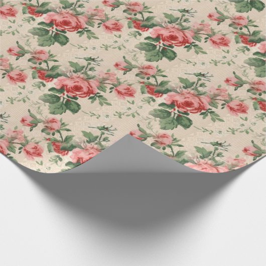 Zachte  Floral Red Rose Pattern Cadeaupapier (Hoek)