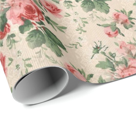 Zachte Floral Red Rose Pattern Cadeaupapier (Rol Hoek)