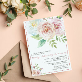 Zachte Floral Romantic Greenery Pink Mauve Wedding Kaart