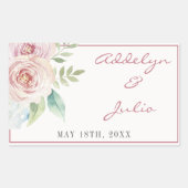 Zachte Floral Romantic Greenery Pink Mauve Wedding Rechthoekige Sticker (Voorkant)