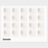 Zachte Floral Romantic Greenery Pink Mauve Wedding Vierkante Sticker (Vel)