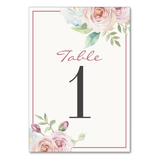 Zachte Floral Romantic Greenery Wedding Table Numb Kaart (Achterkant)