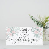 Zachte florale waterverf roze logo gift certificaa (Staand voorkant)