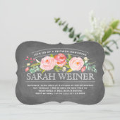 Zachte Florals Chalkboard | Vrijgezellenfeest Kaart (Staand voorkant)