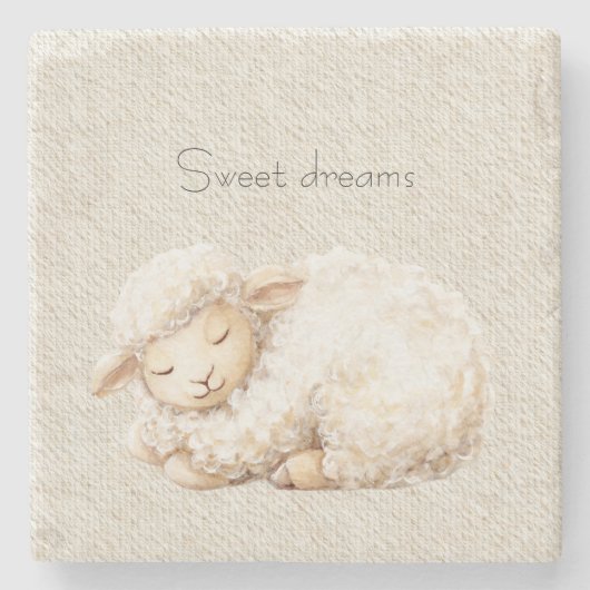 Zachte Fluffy Slapende Schaap Stenen Onderzetter (Voorkant)