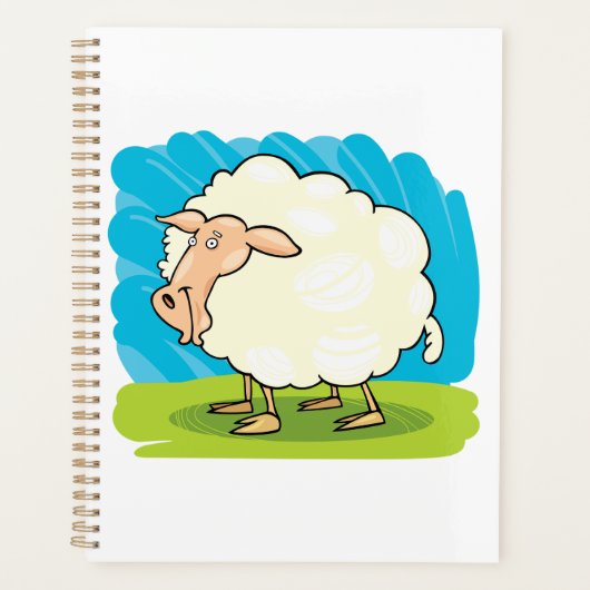 Zachte Fluffy Witte Schapen op Gras Planner (Voorkant)