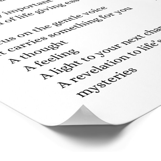 Zachte fluisteraanmoedigingsgedicht poster muurkun (Hoek)