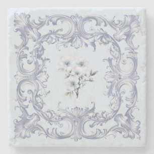Zachte Franse blauwe rollen met bloemen Stenen Onderzetter
