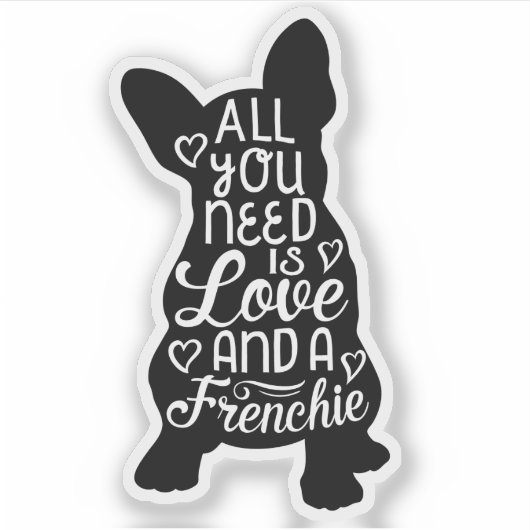 Zachte Franse Bulldog Liefde Sticker (Voorkant)