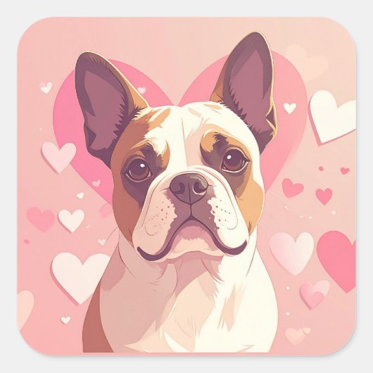 Zachte Franse Bulldog Liefde Sticker (Voorkant)