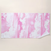 Zachte Fuchsia Roze Girly Wolken Achtergrond op ee Strandlaken (Voorkant)