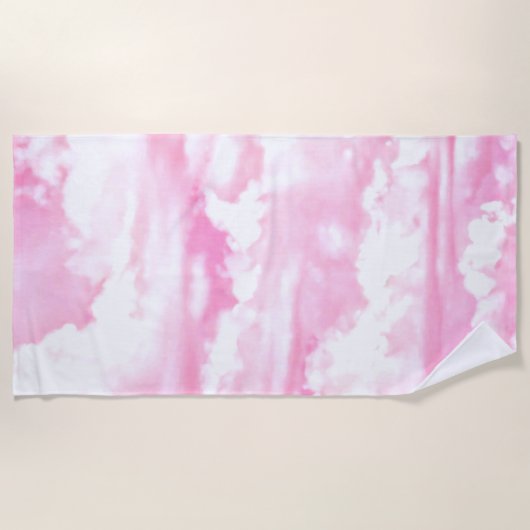 Zachte Fuchsia Roze Girly Wolken Achtergrond op ee Strandlaken (Voorkant)