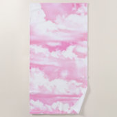 Zachte Fuchsia Roze Girly Wolken Achtergrond op ee Strandlaken (Voorkant)