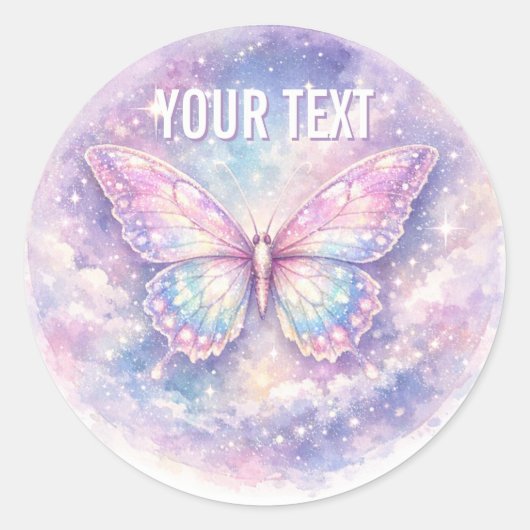Zachte Galaxy Vlinder Gloed Ronde Sticker (Voorkant)