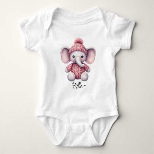 Zachte Gebreide Baby Olifant Romper (Voorkant)