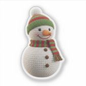 Zachte Gebreide Sneeuwman Sticker (Voorkant)
