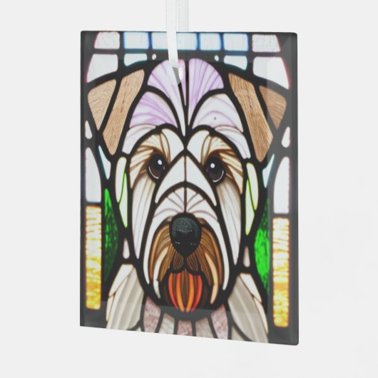 Zachte gecoate tarwedrager "Glas in lood" Glas Ornament (Voorkant links)