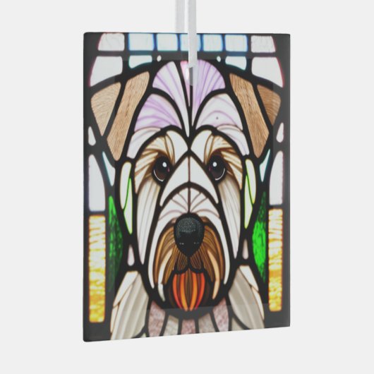 Zachte gecoate tarwedrager "Glas in lood" Glas Ornament (Voorkant Rechts)