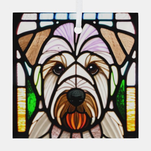 Zachte gecoate tarwedrager "Glas in lood" Glas Ornament (Achterkant)