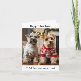 Zachte gecoate tarwedrager Honden Kerstmis Kaart