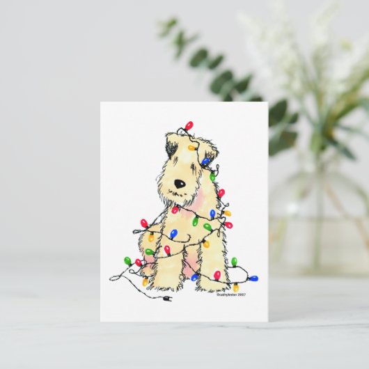 Zachte gecoate tarweterriër - Kerstmis Feestdagenkaart (Staand voorkant)