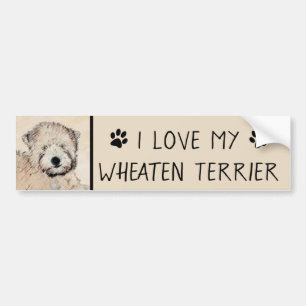 Zachte gecoate Wheaten Terrier schilderij Originel Bumpersticker