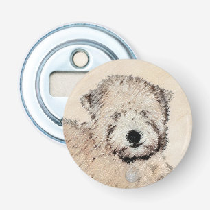 Zachte gecoate Wheaten Terrier schilderij Originel Button Flesopener