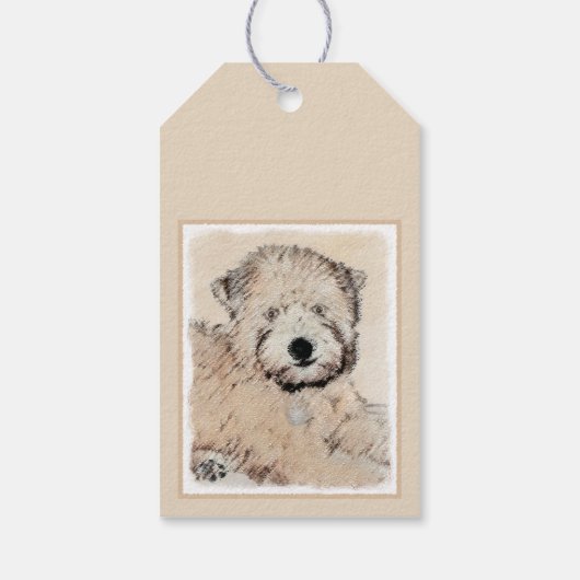 Zachte gecoate Wheaten Terrier schilderij Originel Cadeaulabel (Achterkant)